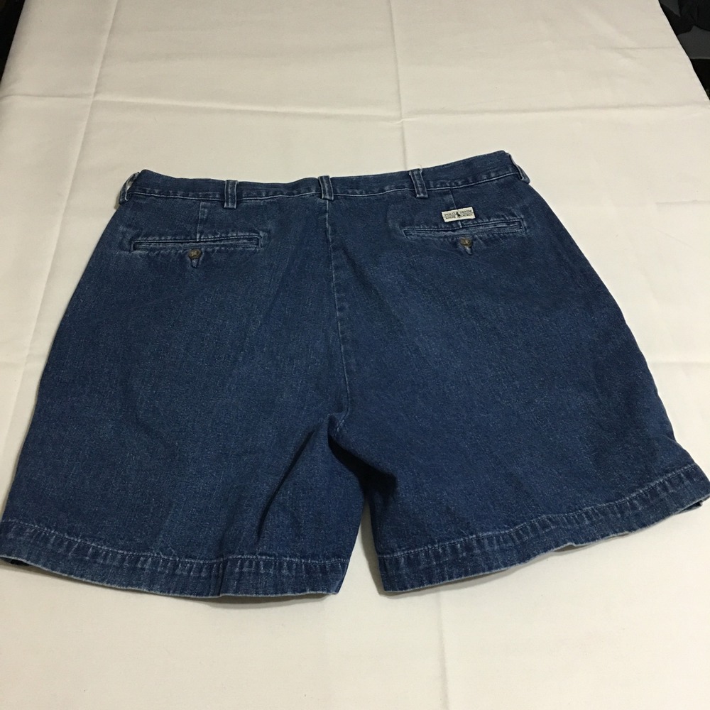 Vintage Polo Ralph Lauren Denim Shorts Mens Size 36 Blue Pleated